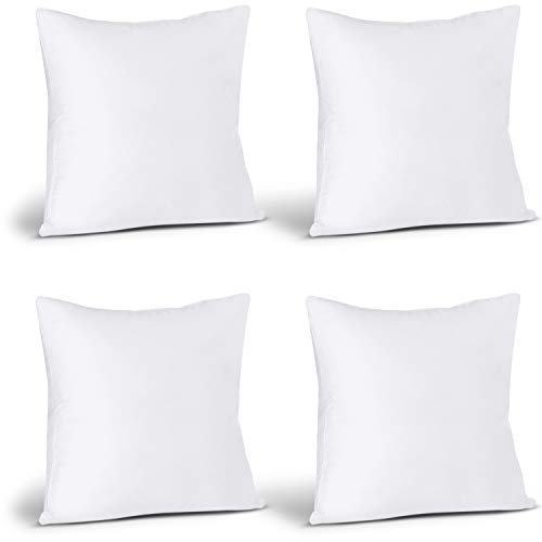 Utopia Bedding Throw Pillows Insert (Pack of 4, White) - 18 x 18 Inches Bed and Couch Pillows - Indoor Decorative Pillows