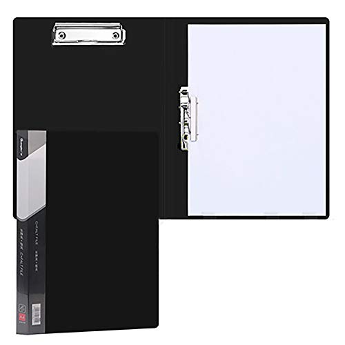 Binder Punchless with Spring Action Clamp Double Strong Clips File Folder Office Commercial School Documents Folder Binders Clip for Letter or A4 Size Black 2 Pack