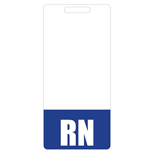 RN Badge Buddy (Blue) - Vertical Heavy Duty Badge Tags for Resident Nurses - Double Sided Badge Identification Card