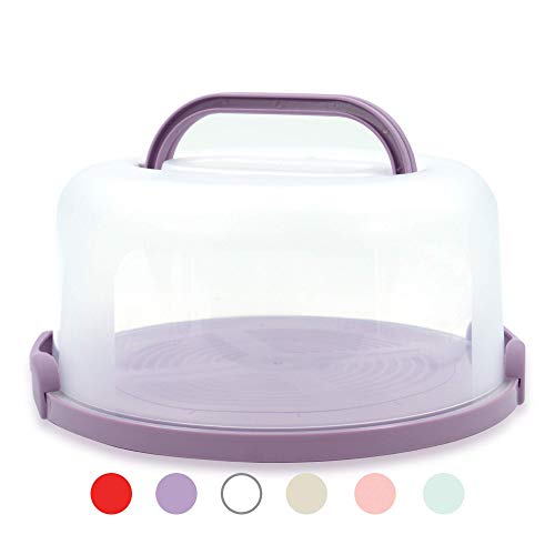 Top Shelf Elements Cake Carrier For Up To 10 inch x 4 1/2 inch Cake. Two Sided Fashionable Lilac Base Doubles as Five Section Serving Tray