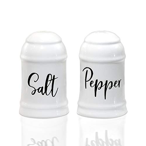 Salt and Pepper Shakers-Modern Farmhouse Kitchen Decor-Ceramic Salt Shaker-White Farmhouse Salt & Pepper Shakers-Wedding Registry Ideas Gifts-Rustic Salt and Pepper Set Holder-Farmhouse Table Decor