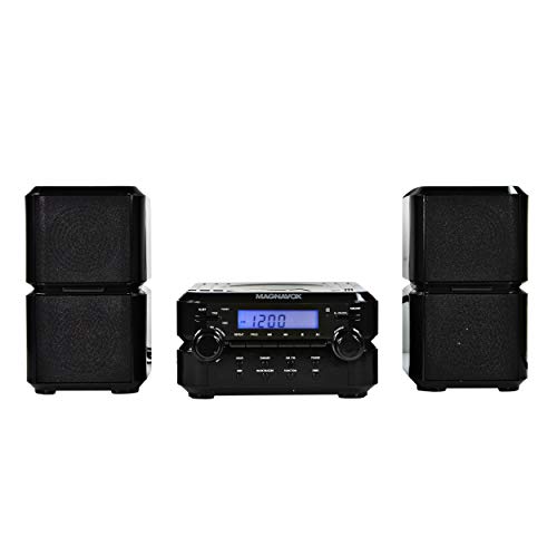 Magnavox MM435-BK 3-Piece Compact CD Shelf System with Digital AM/FM Stereo Radio, Bluetooth Wireless Technology, and Remote Control in Black | LCD Display | AUX Port Compatible |