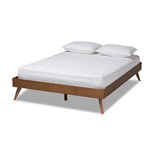 Baxton Studio Lissette Mid-Century Wood Queen Platform Bed in Walnut Brown