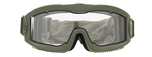 Lancer Tactical AERO 3mm Thick Dual Pane Lens Eye Protection Safety Goggle System ANSI Z87 1 Rated Industry Standard Panel Ventilated w/Anti-Scratch Shield Fully Adjustable (OD Green/Clear)