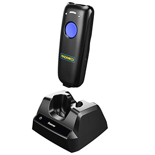 NADAMOO Wireless Barcode Scanner Compatible with Bluetooth, with Charging Dock, Portable USB 1D Bar Code Scanner for Inventory, 2.4G Wireless & Wired Barcode Reader for Tablet iPhone iPad Android iOS