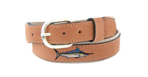 Zep-Pro Men's Tan Leather Embroidered Marlin Belt, 40-Inch, Tan/Buff