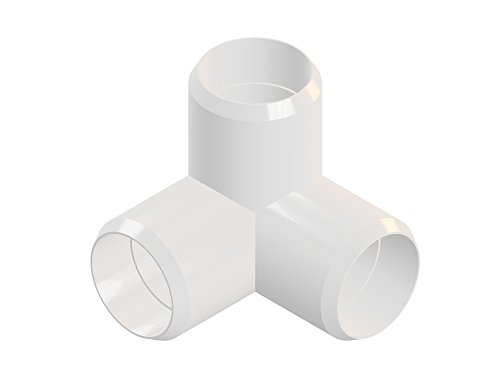 3way 1 1/4inch PVC Elbow Corner Side Outlet Tee Fitting, Furniture Grade, White [Pack of 8]