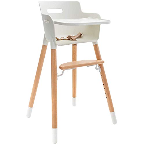 WeeSprout Wooden High Chair for Babies & Toddlers | 3-in-1 High Chair/Booster/Chair | Grows with Your Child | Adjustable Footrest/Legs | Removable Tray/Armrest | Modern Wood Design