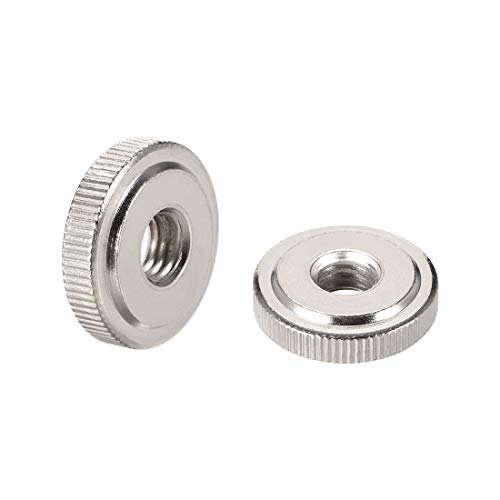 uxcell Round Knurled Thumb Nuts Conector Lock Adjusting Nuts, M8 Female Threaded Thin Type, Nickel Plated, Pack of 5