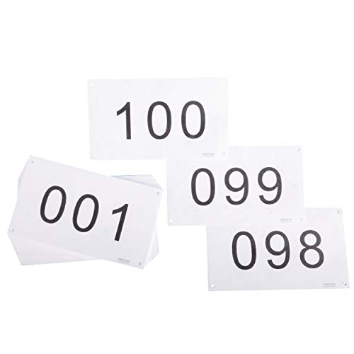 TRIWONDER Tyvek Race Bib Competitor Numbers with Safety Pins, 4' x 7' (Set of 001-100 or 001-200), Tearproof and Waterproof for Marathon Races and Events (White - Numbers 001-100)