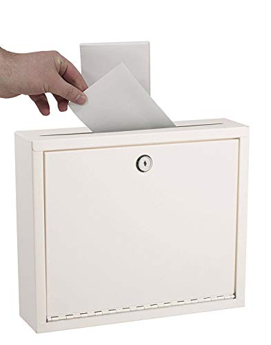 AdirOffice Multi Purpose Mail Box with Lock - Heavy Duty Drop Box - Commercial Suggestion Box -Wall Mountable Safe and Secure Ballot Box - 3' x 10' x 12' -White