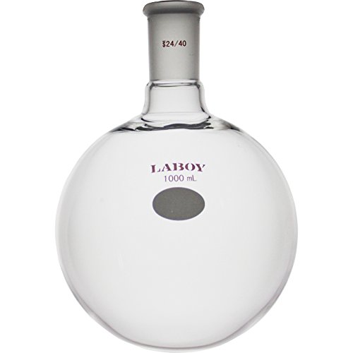 Laboy Glass 1000mL Single Neck Round Bottom Boiling Flask Heavy Wall with 24/40 Joint Heating Distillation Reaction Receiving Flask Organic Chemistry Lab Glassware