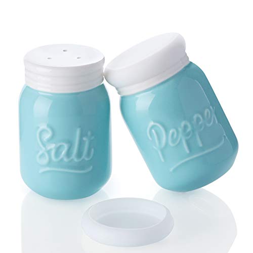 Sweese 812.102 Porcelain Salt & Pepper Shaker, Farmhouse Table Decor, 4 ounce each, Turquoise