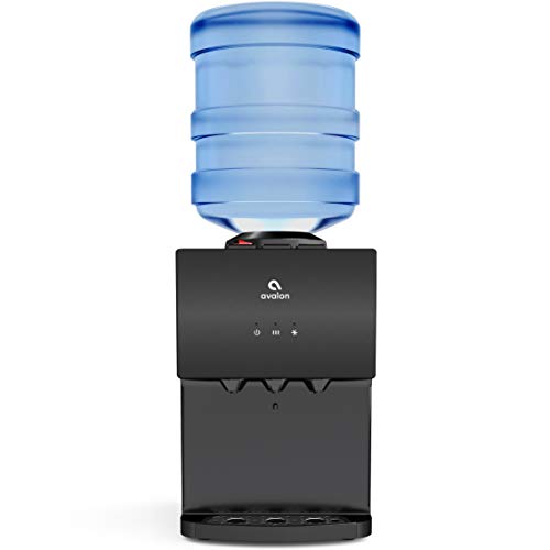 Avalon A11BLK 3 Temperature Top Loading Countertop Water Cooler Dispenser With Child Safety Lock. UL/Energy Star Approved- Black Stainless Steel