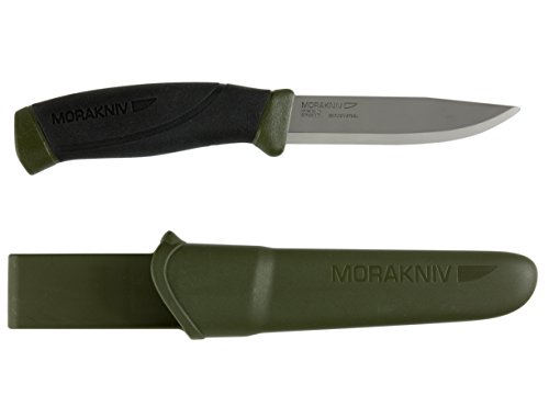 Morakniv Companion Fixed Blade Outdoor Knife with Carbon Steel Blade, 4.1-Inch, Military Green