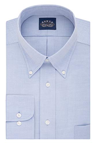 Eagle mens Regular Fit Non Iron Stretch Collar Solid Dress Shirt, Blue Mist, 16.5 Neck 32 -33 Sleeve Large US