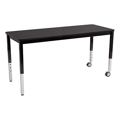 Learniture Adjustable-Height Science Table with Chemical Resistant Top, 60' W x 24' D, Black, LNT-INM2460CR-SO