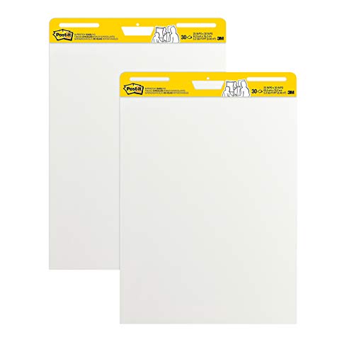 Post-it Super Sticky Easel Pad, 25 x 30 Inches, 30 Sheets/Pad, 2 Pads, Large White Premium Self Stick Flip Chart Paper, Super Sticking Power (559)