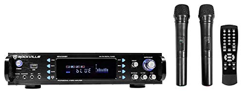 Rockville RPA70WBT 1000w 2-Ch USB Bluetooth Pro/Karaoke Amplifier/Mixer+(2) Mics, Black