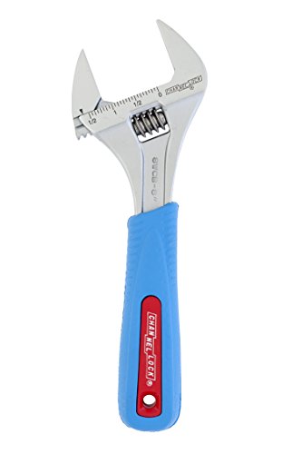 Channellock 8WCB 8-Inch WideAzz Adjustable Wrench | 1.5-Inch Wide Jaw Opening | Precise Jaw Design Grips Tight - Even in Tight Spaces | Measurement Scales Engraved on the Tool for Easy Sizing of Diameters | CODE BLUE Comfort Grip