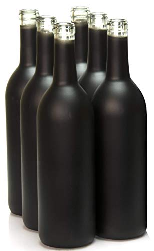 North Mountain Supply 750ml Glass Bordeaux Wine Bottle Flat-Bottomed Cork Finish - Case of 6 (Black Frosted)