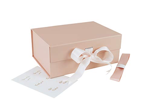 SketchGroup A5 Blush Pink Gift Box with Changeable Ribbon and Magnetic Closure for Luxury Packaging –Foldable- Sturdy Storage Box -for Birthdays, Bridal Gifts,Weddings, Baby Shower Gifts (Blush Pink)