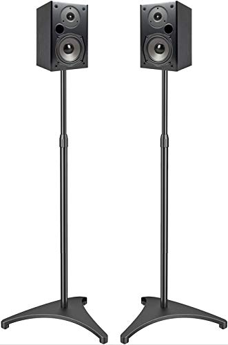 PERLESMITH Speaker Stands Extend 30-45 Inch with Upgraded Cable Management, Hold Satellite, Small Bookshelf & Bluetooth Speakers up to 8lbs(i.e. Vizio, Polk, Bose, JBL, Sony & Samsung) -1 Pair