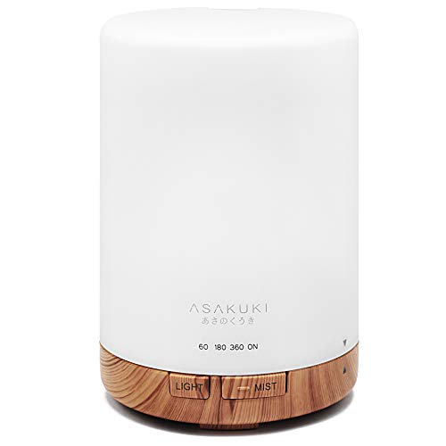 ASAKUKI 300ML Essential Oil Diffuser, Quiet 5-in-1 Premium Humidifier, Natural Home Fragrance Aroma Diffuser with 7 LED Color Changing Light and Auto-Off Safety Switch