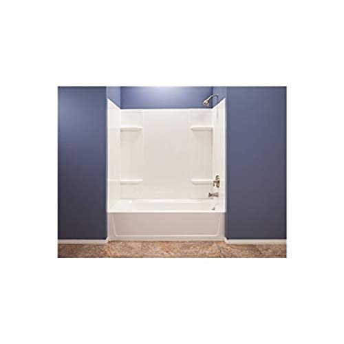 El Mustee 53WHT Durawall Thermoplastic Bathtub Wall Kit, 5 Pieces, 4 Shelves, White, 30 x 60'