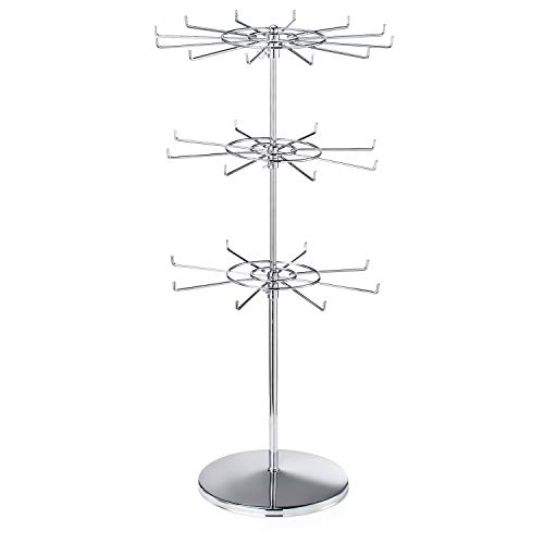 APL Display - Display Stands 3 Tiers Countertop Spinner Rack with Adjustable Handle,Metal Rotating Display Stand for Malls, Showroom,Retail Store (Silver)