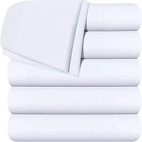 Utopia Bedding Flat Sheets - Pack of 6 - Soft Brushed Microfiber Fabric - Shrinkage & Fade Resistant Top Sheets - Easy Care (Twin, White)