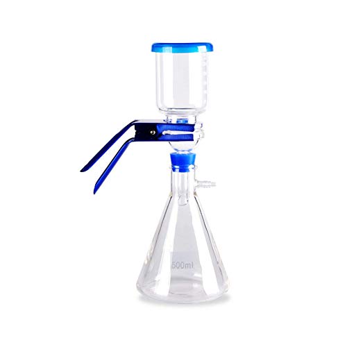 Fristaden Lab Vacuum Filtration Distillation Apparatus | 500mL Filtering Flask | 300mL Graduated Funnel Borosilicate Glass | Strong Aluminum Clamp | Lab Suction Filtering Flask | 1 Year Warranty