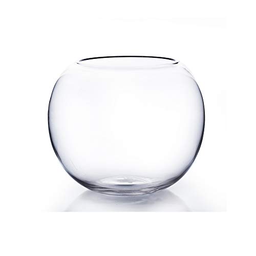 WGV Bowl Glass Vase, Diameter 10', Height 8', Open Width 6', Clear Bubble Planter Terrarium Container, Fish Bowl for Wedding Party Event, Home Office Decor, 1 Piece