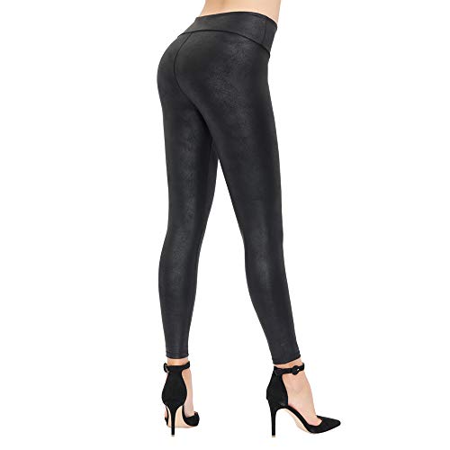 MCEDAR Faux Leather Legging for Women Black Leather Pants High Waist Sexy Skinny Outfit for Causal, Club, Night Out (Black Without Fleece Lining, S)