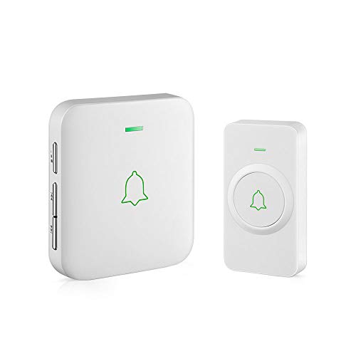 Wireless Door Bell, AVANTEK CW-11 Mini Waterpoof Doorbell Chime Operating at 1000 Feet with 52 Melodies, 5 Volume Levels & LED Flash