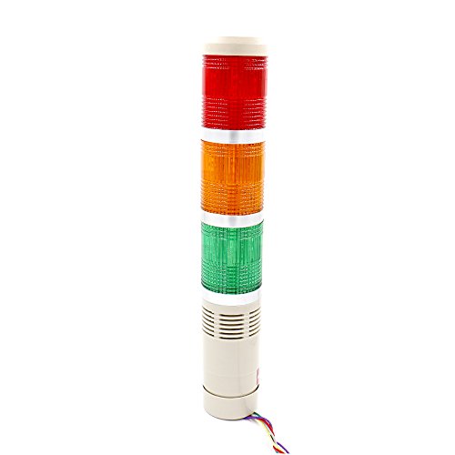 Baomain Industry Tower Lamp Stack Continuous Signal Light Buzzer DC 24V 5W Red Yellow Green LED