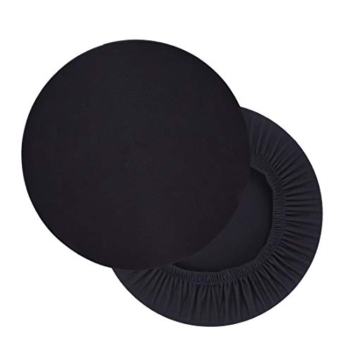 YUER 2 Pack Stool Cover Round Bar Stool Cover Protector Polyester Round Seat Cushion Cover Slipcover Black