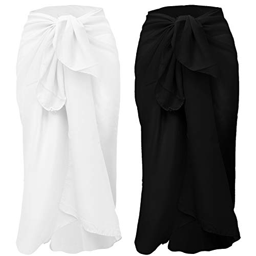 URATOT 2 Pack Women Chiffon Sarong Cover Up Beach Wrap Swimsuit for Vocation