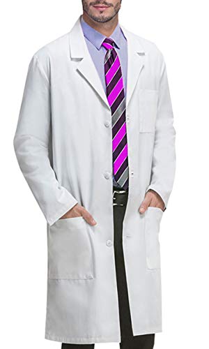 VOGRYE Professional Lab Coat for Women Men Long Sleeve, White, Unisex XL