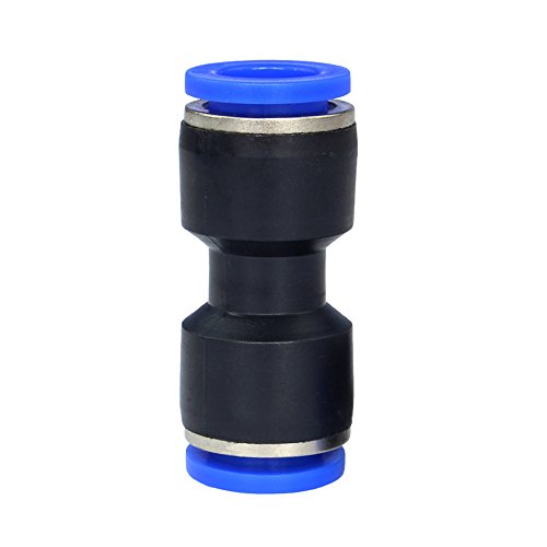 Metalwork Plastic Push to Connect Straight Union Pipe Tube Fitting, 6mm OD x 6mm OD, Straight Pneumatic Connector (Pack of 10)