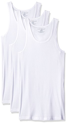 Tommy Hilfiger Men's Undershirts 3 Pack Cotton Classics A Shirt, White, Large