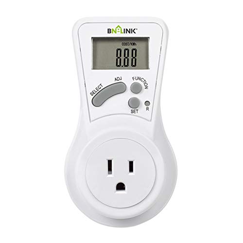 BN-LINK LCD Plug in Power Energy Meter Voltage Amps Electricity Usage Monitor Digital LCD Display Wall Socket Outlet,Power Consumption Monitor, 7 Display Modes for Energy Saving, Watt Meter