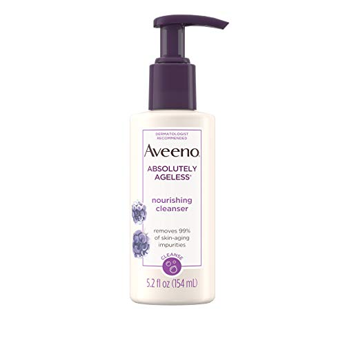 Aveeno Absolutely Ageless Nourishing Daily Facial Cleanser, Antioxidant-Rich Blackberry Extract, Non-Comedogenic Makeup-Removing Face Wash from Dermatologist-Recommended Brand, 5.2 fl. oz