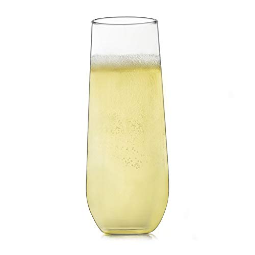 Libbey Stemless Champagne Flute Glasses, Set of 12, Clear, 8.5 oz -