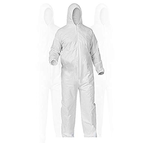 Disposable Protective Coverall with Respirator-Fit Hood and Elastic Cuff, White (XXL)