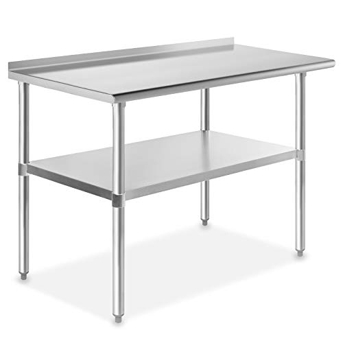 GRIDMANN NSF Stainless Steel Commercial Kitchen Prep & Work Table with Backsplash - 48 in. x 24 in.