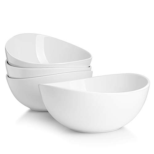 Sweese 104.401 Porcelain Bowls - 42 Ounce for Salad, Fruits and Popcorn - Set of 4, White
