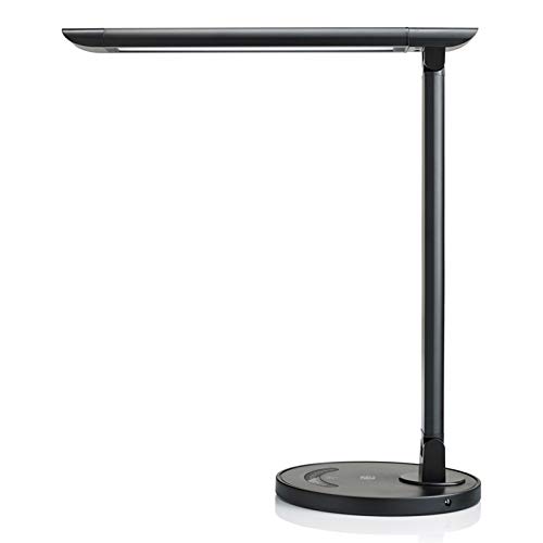 TaoTronics TT-DL13B LED Desk Lamp Eye-caring Table Lamps, Dimmable Office Lamp with USB Charging Port, Touch Control, 12W, 5 Color Modes, Philips EnabLED Licensing Program (Black)