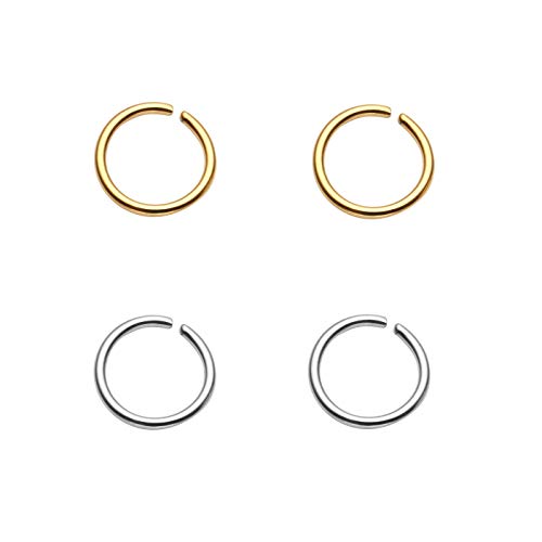 Hoop Cartilage Earring Fake Earrings Nose Rings Septum Nose Ring Stainless Steel for Women Men Girls Silver Gold