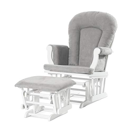 Cozy Glider and Ottoman, Matte White with Gray Cushion - Forever Eclectic by Child Craft